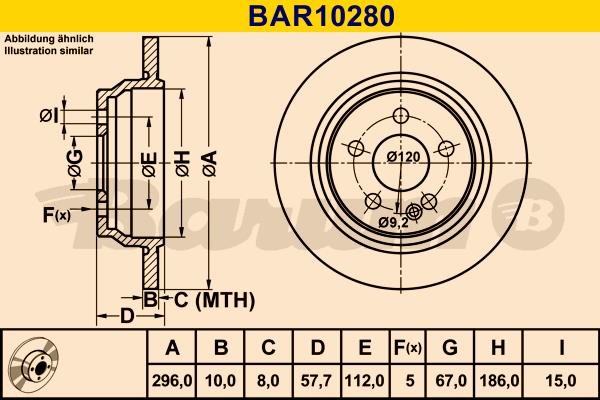Barum BAR10280 Rear brake disc, non-ventilated BAR10280