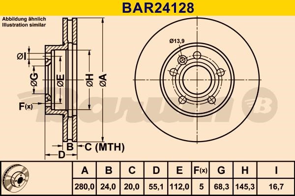 Barum BAR24128 Ventilated disc brake, 1 pcs. BAR24128