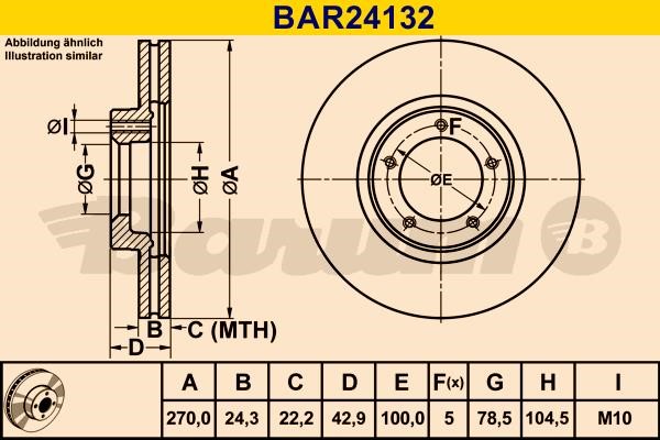 Barum BAR24132 Front brake disc ventilated BAR24132