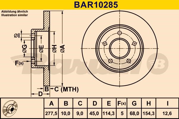 Barum BAR10285 Rear brake disc, non-ventilated BAR10285