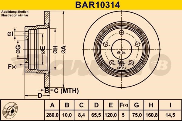 Barum BAR10314 Rear brake disc, non-ventilated BAR10314