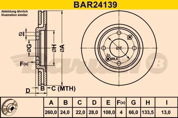 Barum BAR24139 Ventilated disc brake, 1 pcs. BAR24139