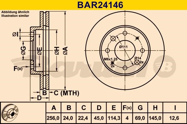 Barum BAR24146 Ventilated disc brake, 1 pcs. BAR24146
