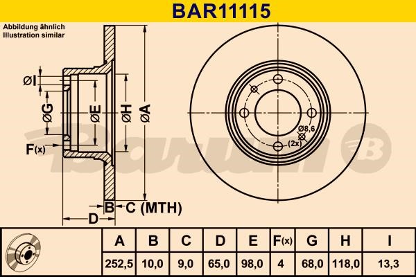 Barum BAR11115 Unventilated front brake disc BAR11115