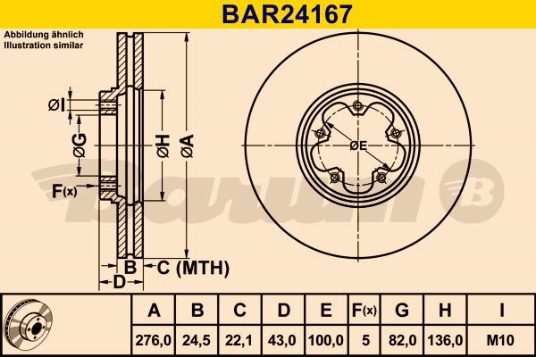 Barum BAR24167 Ventilated disc brake, 1 pcs. BAR24167