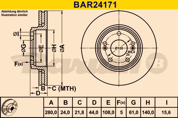 Barum BAR24171 Ventilated disc brake, 1 pcs. BAR24171