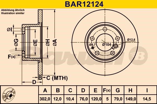 Barum BAR12124 Unventilated front brake disc BAR12124