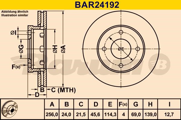 Barum BAR24192 Ventilated disc brake, 1 pcs. BAR24192
