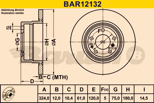 Barum BAR12132 Rear brake disc, non-ventilated BAR12132