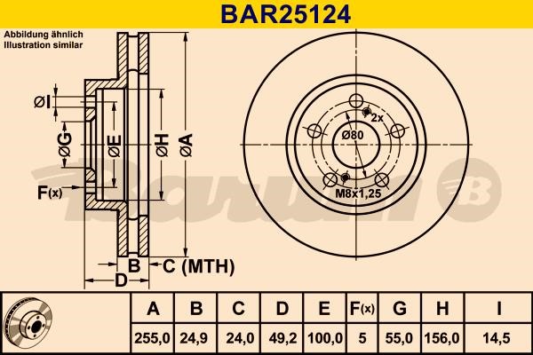 Barum BAR25124 Front brake disc ventilated BAR25124