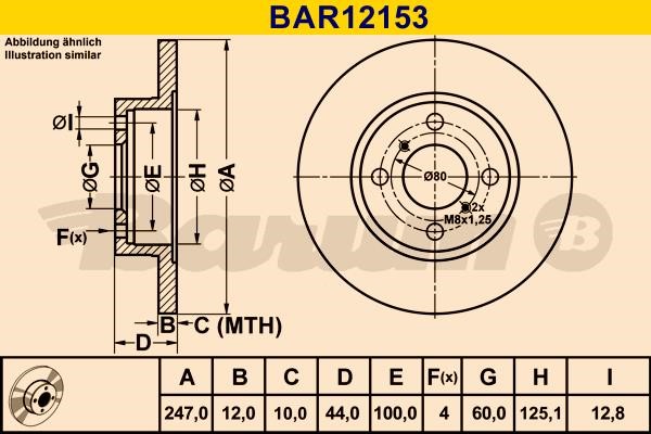 Barum BAR12153 Unventilated front brake disc BAR12153