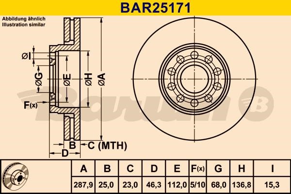 Barum BAR25171 Ventilated disc brake, 1 pcs. BAR25171