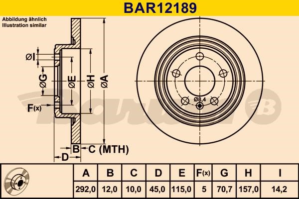 Barum BAR12189 Unventilated brake disc BAR12189