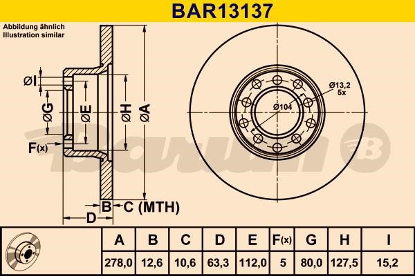Barum BAR13137 Unventilated front brake disc BAR13137