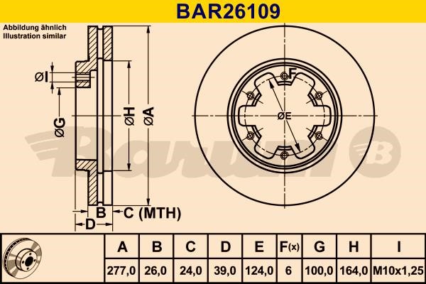 Barum BAR26109 Ventilated disc brake, 1 pcs. BAR26109