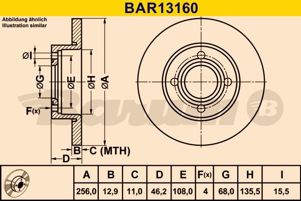 Barum BAR13160 Unventilated front brake disc BAR13160