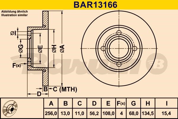 Barum BAR13166 Unventilated front brake disc BAR13166