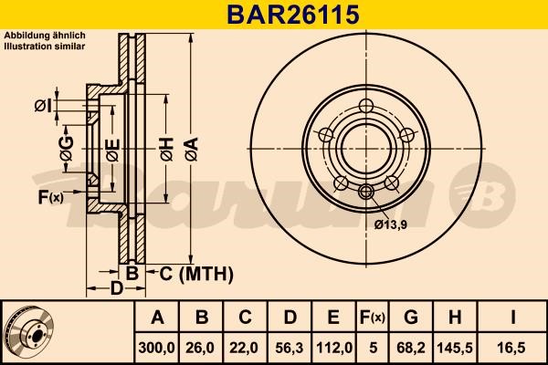Barum BAR26115 Ventilated disc brake, 1 pcs. BAR26115