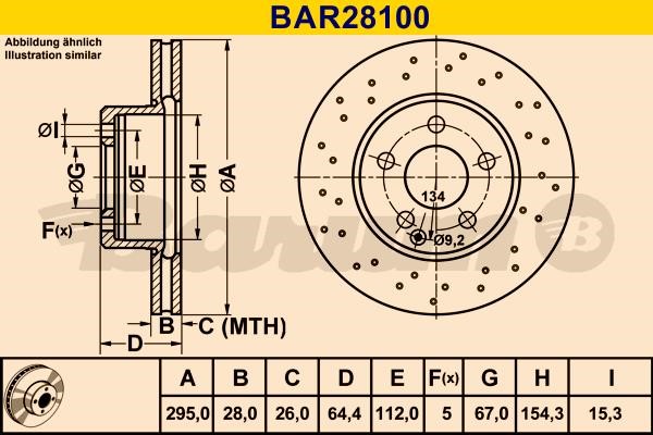 Barum BAR28100 Front brake disc ventilated BAR28100