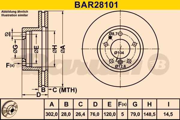 Barum BAR28101 Ventilated disc brake, 1 pcs. BAR28101