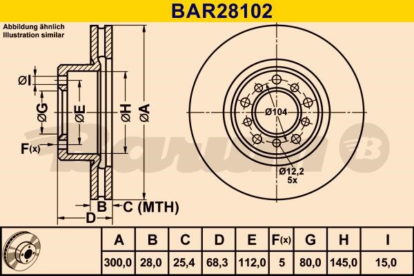 Barum BAR28102 Ventilated disc brake, 1 pcs. BAR28102
