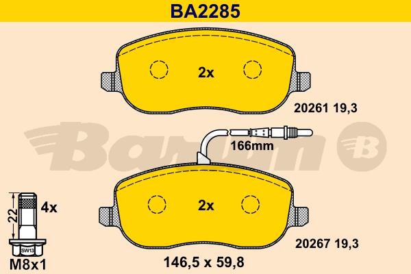Barum BA2285 Brake Pad Set, disc brake BA2285
