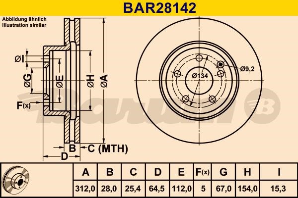 Barum BAR28142 Ventilated disc brake, 1 pcs. BAR28142