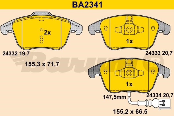Barum BA2341 Brake Pad Set, disc brake BA2341