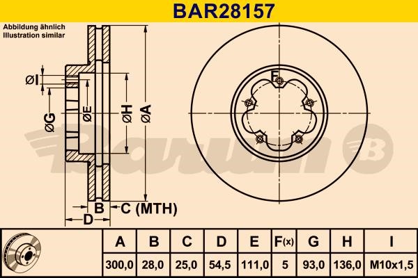 Barum BAR28157 Front brake disc ventilated BAR28157