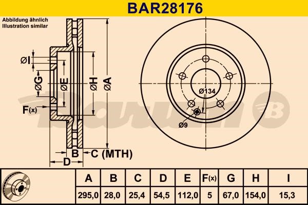 Barum BAR28176 Front brake disc ventilated BAR28176