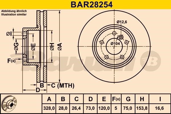 Barum BAR28254 Ventilated disc brake, 1 pcs. BAR28254