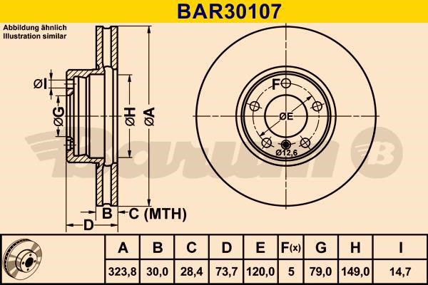 Barum BAR30107 Ventilated disc brake, 1 pcs. BAR30107