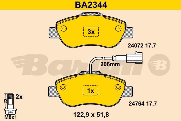 Barum BA2344 Brake Pad Set, disc brake BA2344