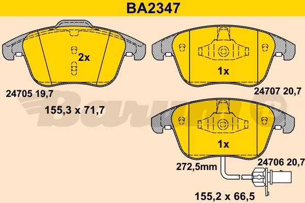Barum BA2347 Brake Pad Set, disc brake BA2347