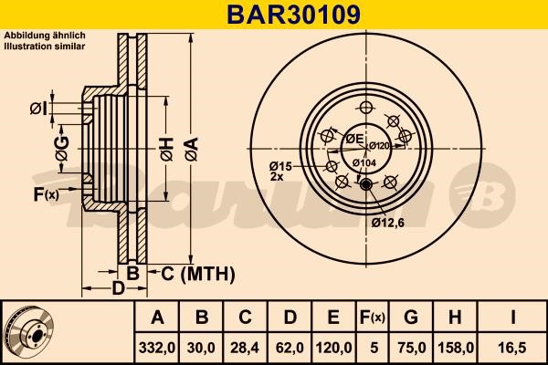 Barum BAR30109 Ventilated disc brake, 1 pcs. BAR30109