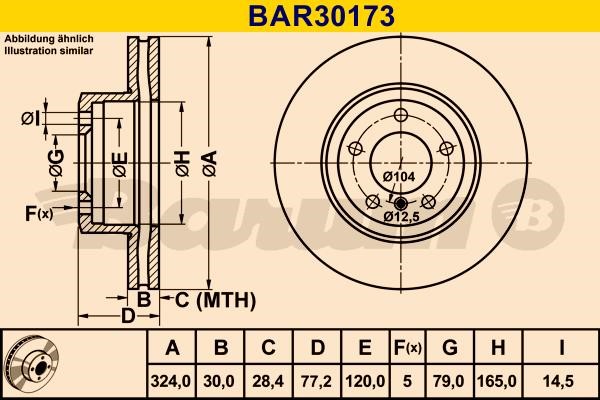 Barum BAR30173 Ventilated disc brake, 1 pcs. BAR30173