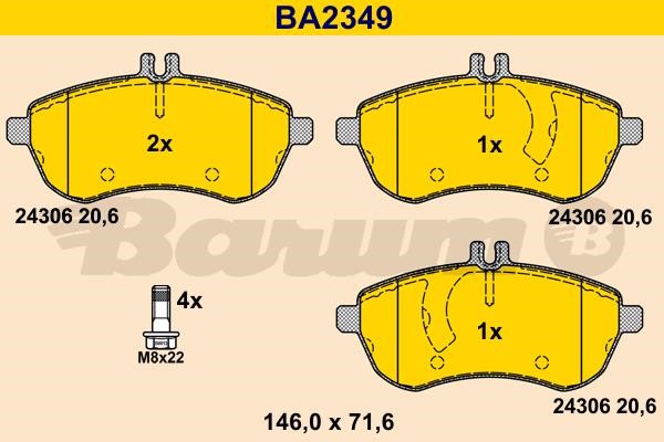 Barum BA2349 Brake Pad Set, disc brake BA2349