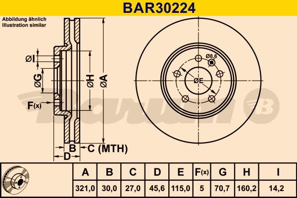 Barum BAR30224 Ventilated disc brake, 1 pcs. BAR30224