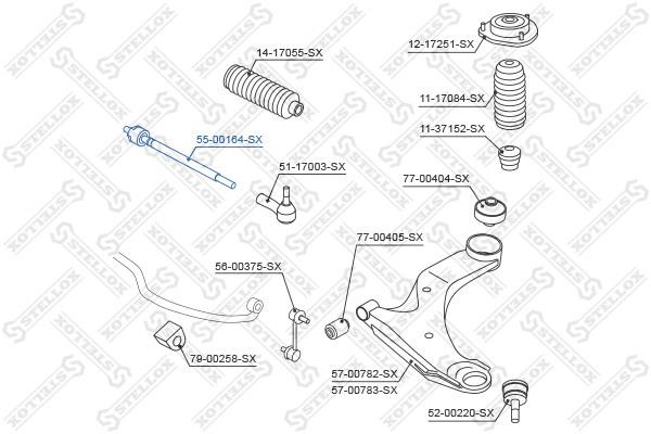 Track rod Subaru Impreza: 5500164SX Stellox Inner Tie Rod