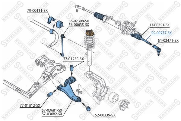 Stellox 55-00277-SX Inner Tie Rod 5500277SX