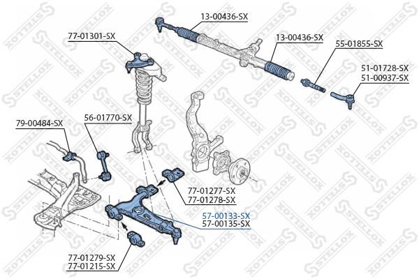 Stellox 57-00133-SX Suspension arm front lower left 5700133SX