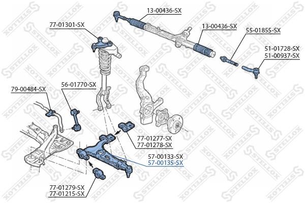 Stellox 57-00135-SX Suspension arm front lower right 5700135SX