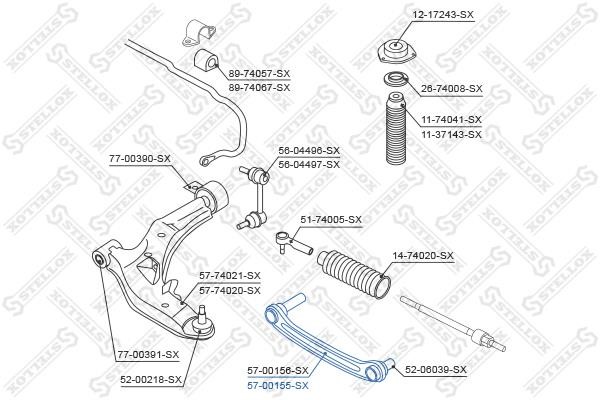 5700155SX Stellox Suspension arm front upper right