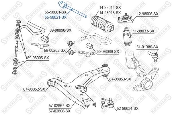 Stellox 55-98021-SX Inner Tie Rod 5598021SX