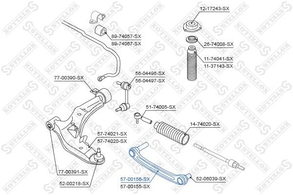 5700156SX Stellox Suspension arm front upper left