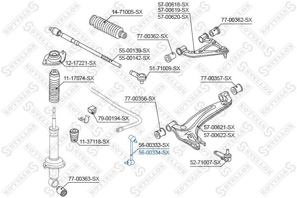 Drop links Mazda MX-5: 5600334SX Stellox Front anti roll bar link, right