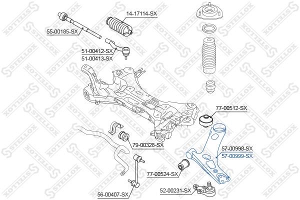 Stellox 57-00999-SX Suspension arm front lower right 5700999SX