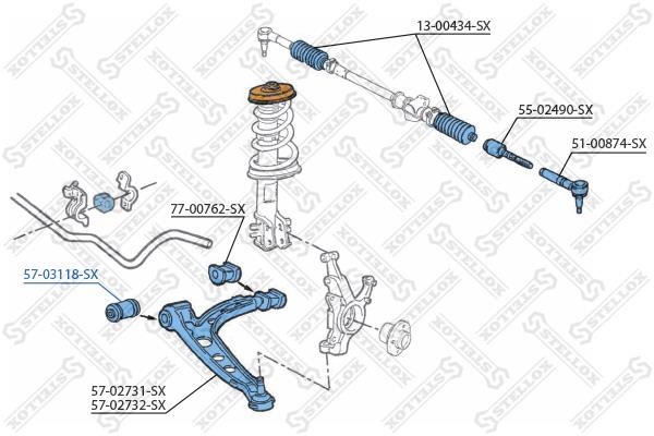 Rubber bushes Fiat Cinquecento: 5703118SX Stellox Silent block front lever front