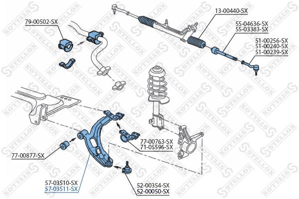 Stellox 57-03511-SX Suspension arm front right 5703511SX