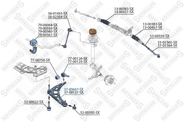 Control arm BMW Z3: 5703667SX Stellox Front left lower control arm